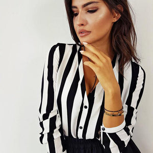 JESSICA LONG SLEEVE WHITE BLACK STRIPE