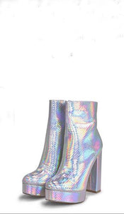 Holographic sparks Platform Boots