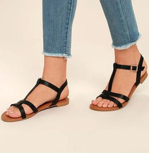 Black Flat Lace Sandals