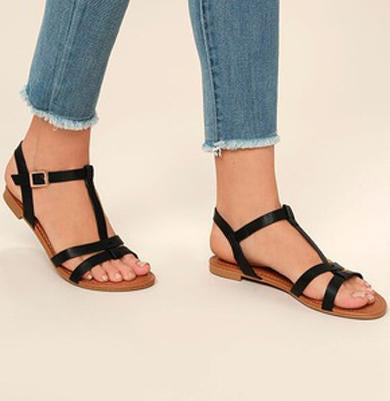 Black Flat Lace Sandals