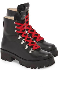 DARCEY RED LACE UP ANKLE BOOTS