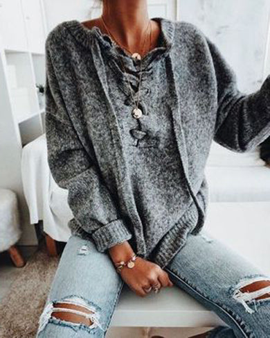 Lace up Casual sweater