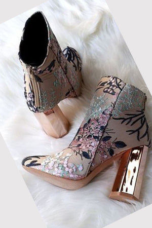 EMMA EMBROIDERY HIGH HEELS BOOTS