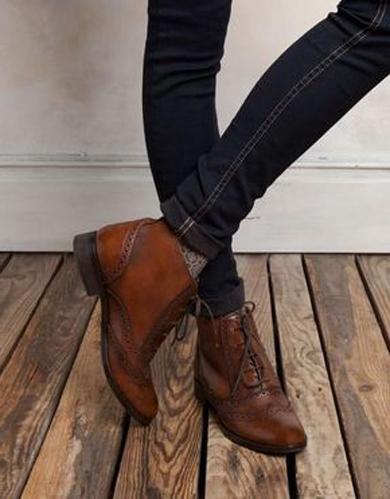 Oxford style ankle boots