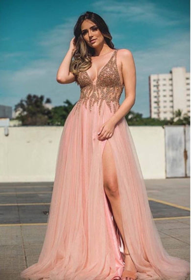 EMILY  v-neck long dresses