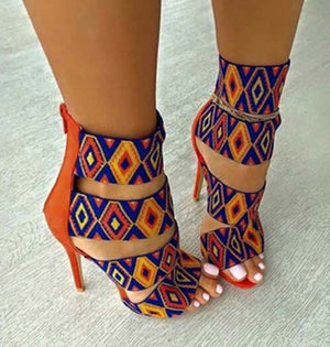 patterned High Heels Sandals