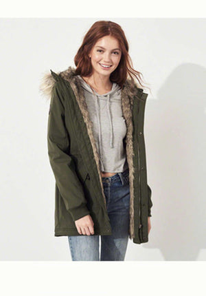 faux fur lined parka jacket