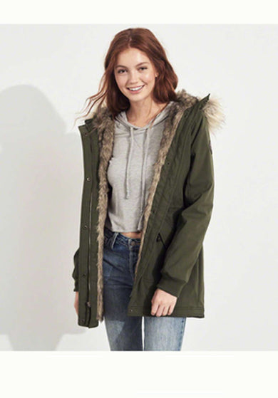 faux fur lined parka jacket