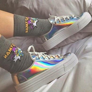 holographic platforms street wear sneakers