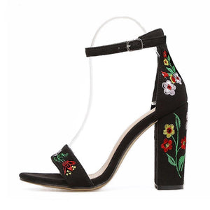 IVY Flower Embroider High Heel