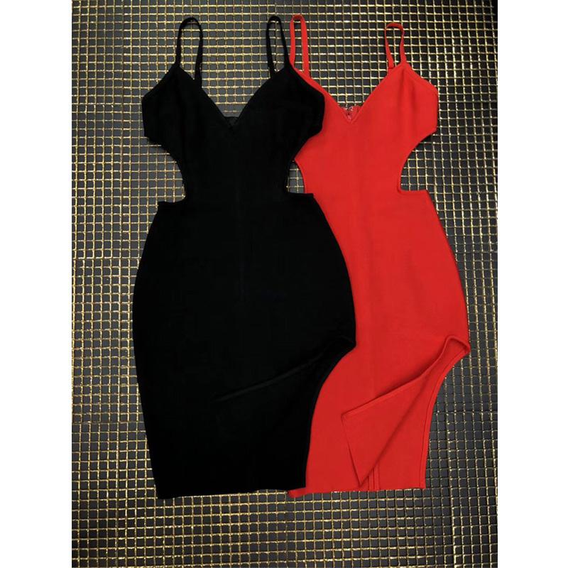 LAYLA RED HOLLOW BODYCON DRESS