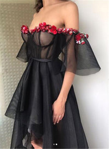 JESSICA BLACK FLOWERS GOWNS DRESS