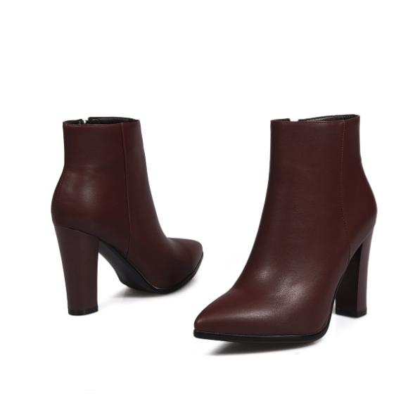 faux leather heel boots