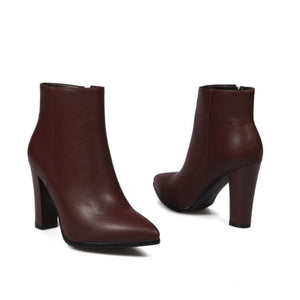 faux leather heel boots