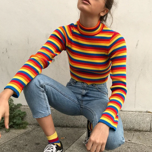 MEGAN RAINBOW STRIPES SWEATER