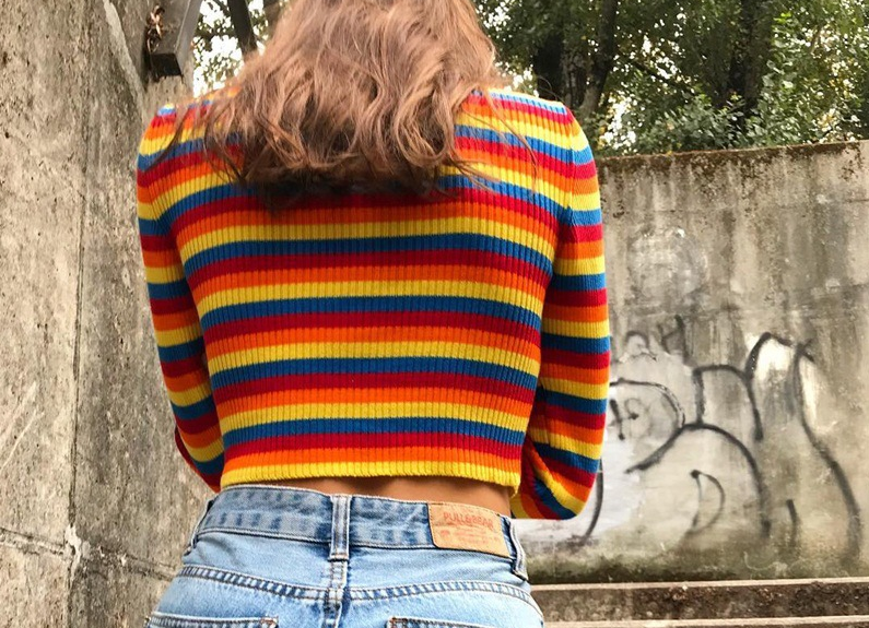 MEGAN RAINBOW STRIPES SWEATER