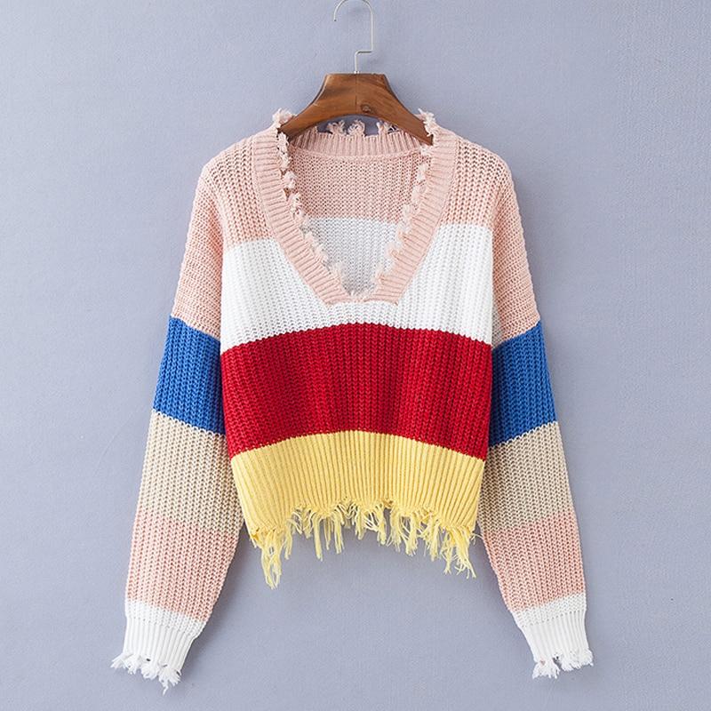 EMMA stripe fringe sweater