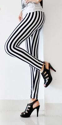 ROBYN PANTS LEGGINGS WHITE BLACK STRIPED