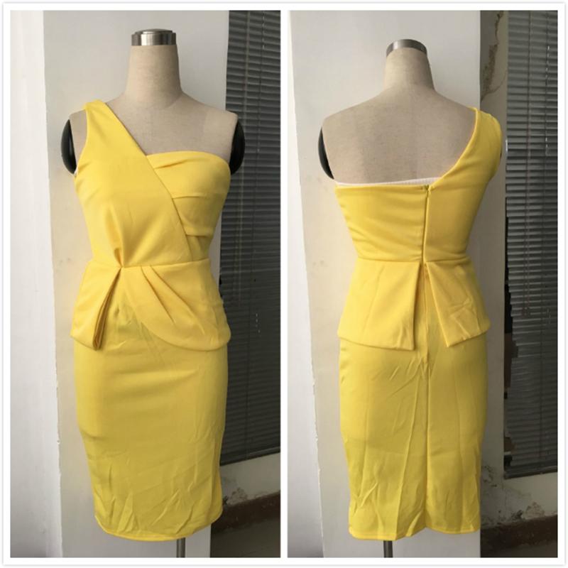 MAISIE YELLOW ONE SHOULDER BODYCON DRESS