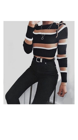 EVIE Sweater Brown Strip