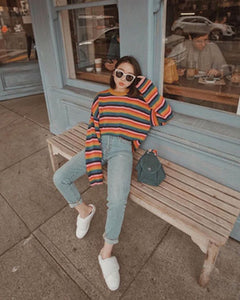 rainbow striped knitted sweater