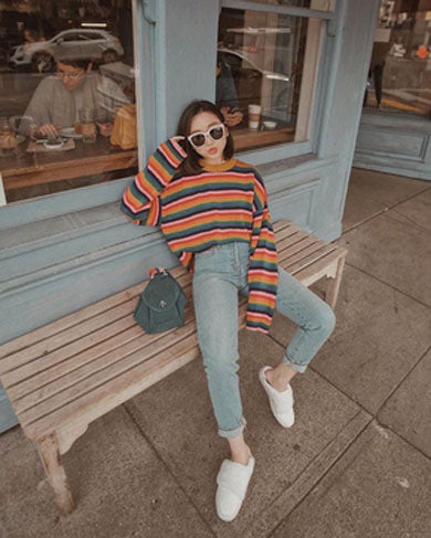 rainbow striped knitted sweater