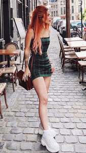 Plaid Strap Short Dress