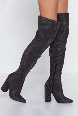 knee nigh glitter boots