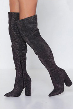 knee nigh glitter boots