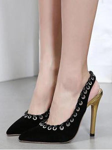 Lovely Pointed Toe Grommet Stiletto Heel Pumps