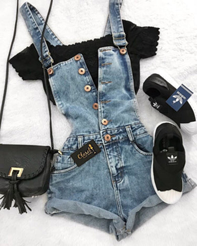 short overalls Denim