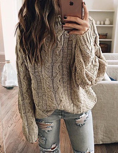 Turtle Neck Knitted Sweater