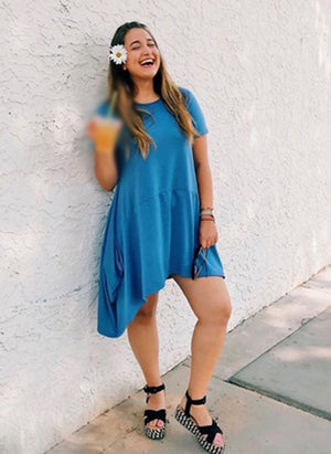 ELEANOR SHORT SLEEVE BLUE DRESS