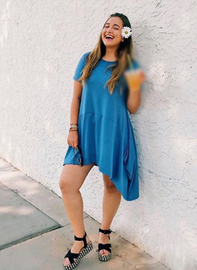 ELEANOR SHORT SLEEVE BLUE DRESS