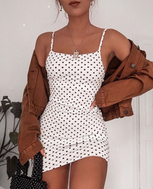 LUCY Polka Dot Strappy Bodycon Dress