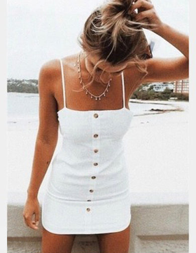 Button Strappy Dress