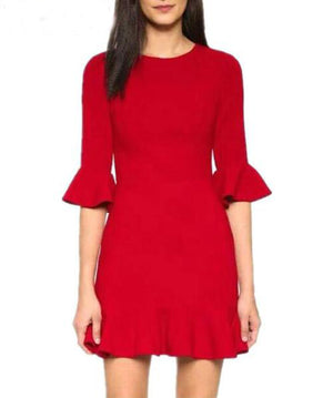 Bell Sleeves Elegant Red Dresses