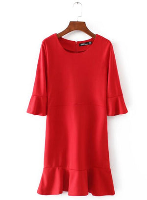 Bell Sleeves Elegant Red Dresses