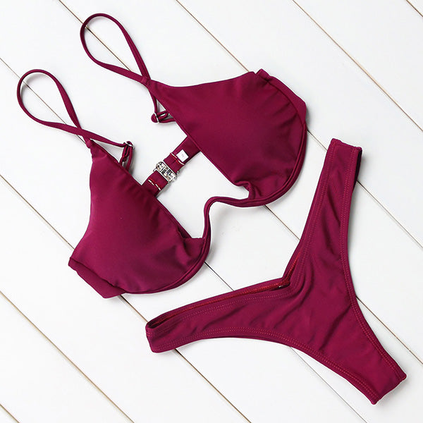 Push Up Halter Bandage Bathing Suits Swimwear