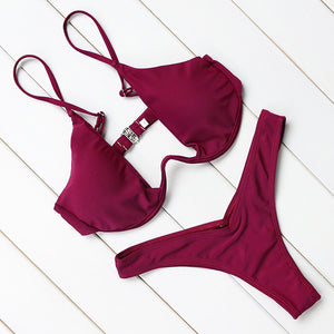 Push Up Halter Bandage Bathing Suits Swimwear