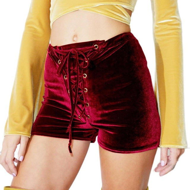 suede velvet Waist Shorts