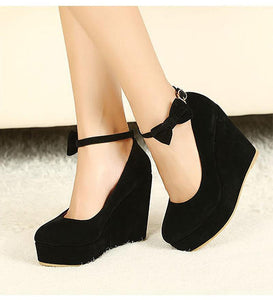 Platform Buckle Ankle Strap Wedges