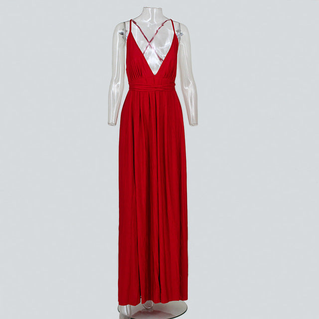 V-Neck Sleeveless Front Split Long Dress