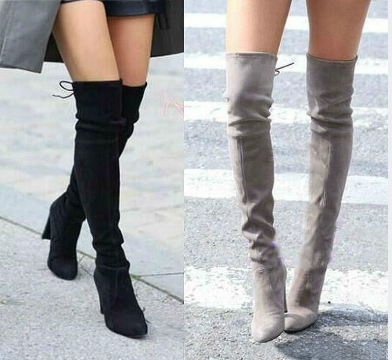 Faux Suede Thigh High Boots Over the Knee Boot