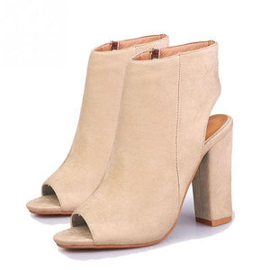 Open High Heels Peep Toe Boots