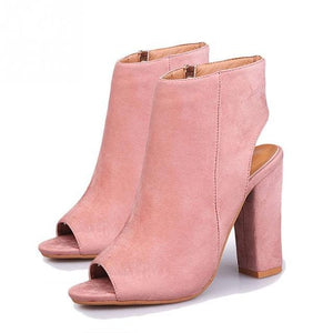 Open High Heels Peep Toe Boots