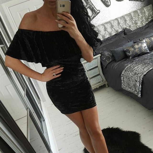 Velvet Off Shoulder Dresses