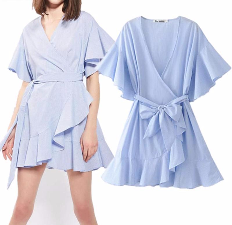 ruffle wrap mini dress