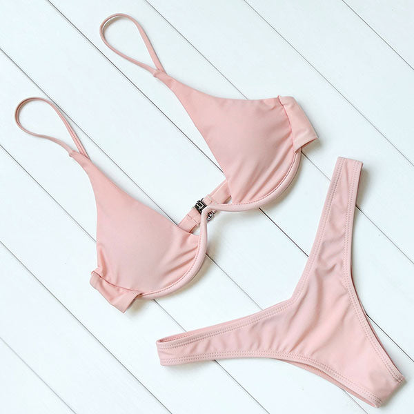 Push Up Halter Bandage Bathing Suits Swimwear
