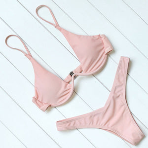 Push Up Halter Bandage Bathing Suits Swimwear